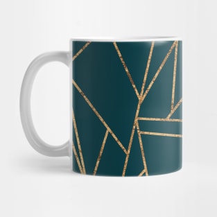 Luxe Teal and Gold Geometric Lines Mug